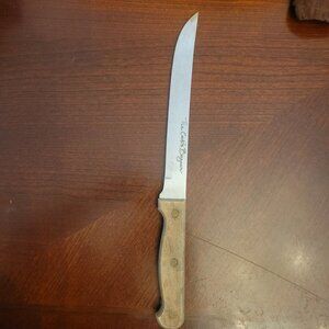 Vintage The Cooks Bazaar Knife With Wooden Handle & 8" Stainless Steel Blade